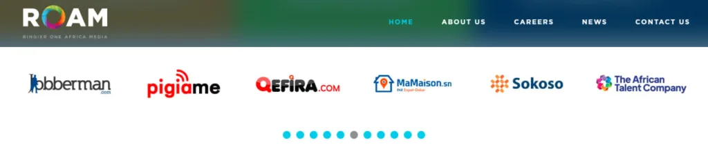 A screenshot of ROAM's website showing the list of brands it operates.